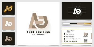 brief aa of ata monogram logo met bedrijf kaart ontwerp vector