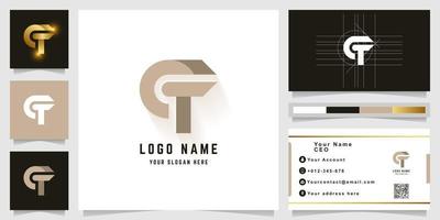 brief ct of gt monogram logo met bedrijf kaart ontwerp vector