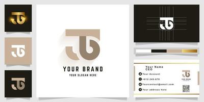 brief t of jg monogram logo met bedrijf kaart ontwerp vector