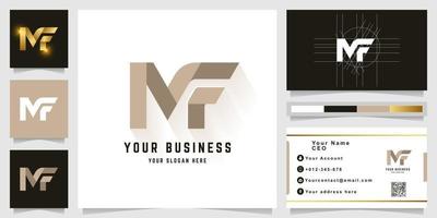 brief mf of nf monogram logo met bedrijf kaart ontwerp vector