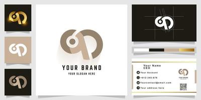 brief qd of od monogram logo met bedrijf kaart ontwerp vector