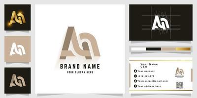 brief aa of aq monogram logo met bedrijf kaart ontwerp vector