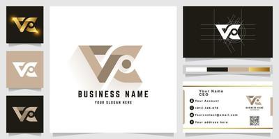 brief vc of vco monogram logo met bedrijf kaart ontwerp vector