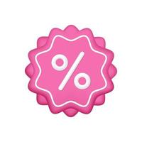 3d boodschappen doen prijs label, korting coupon met procent symbool. vector illustrator