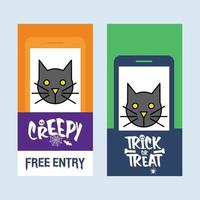 gelukkig halloween uitnodiging ontwerp met kat vector