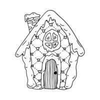 hand- getrokken Kerstmis peperkoek huis voor kleuren. vector illustratie in tekening stijl.