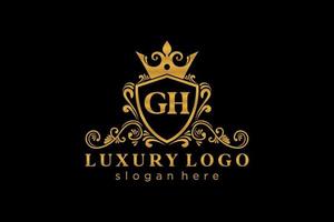 eerste gh brief Koninklijk luxe logo sjabloon in vector kunst voor restaurant, royalty, boetiek, cafe, hotel, heraldisch, sieraden, mode en andere vector illustratie.