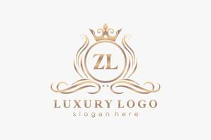 eerste zl brief Koninklijk luxe logo sjabloon in vector kunst voor restaurant, royalty, boetiek, cafe, hotel, heraldisch, sieraden, mode en andere vector illustratie.