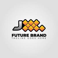 brief j modern futuristische abstract pixel vector logo ontwerp