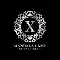 brief X mandala lamp initialen decoratief vector logo ontwerp voor bruiloft, spa, hotel, schoonheid zorg