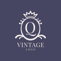 brief q wijnoogst logo ontwerp voor klassiek schoonheid Product, rustiek merk, bruiloft, spa, salon, hotel vector