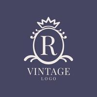 brief r wijnoogst logo ontwerp voor klassiek schoonheid Product, rustiek merk, bruiloft, spa, salon, hotel vector