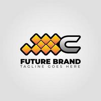 brief c modern futuristische abstract pixel vector logo ontwerp