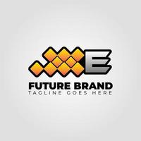 brief e modern futuristische abstract pixel vector logo ontwerp