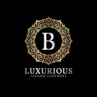 brief b luxueus decoratief bloem mandala kunst initialen vector logo ontwerp voor bruiloft, spa, hotel, schoonheid zorg