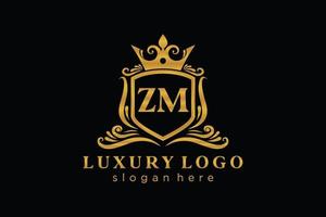 eerste zm brief Koninklijk luxe logo sjabloon in vector kunst voor restaurant, royalty, boetiek, cafe, hotel, heraldisch, sieraden, mode en andere vector illustratie.