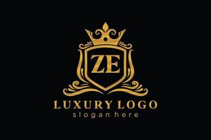 eerste ze brief Koninklijk luxe logo sjabloon in vector kunst voor restaurant, royalty, boetiek, cafe, hotel, heraldisch, sieraden, mode en andere vector illustratie.