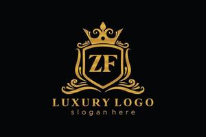 eerste zf brief Koninklijk luxe logo sjabloon in vector kunst voor restaurant, royalty, boetiek, cafe, hotel, heraldisch, sieraden, mode en andere vector illustratie.