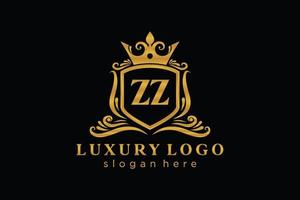 eerste zz brief Koninklijk luxe logo sjabloon in vector kunst voor restaurant, royalty, boetiek, cafe, hotel, heraldisch, sieraden, mode en andere vector illustratie.