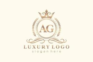 eerste ag brief Koninklijk luxe logo sjabloon in vector kunst voor restaurant, royalty, boetiek, cafe, hotel, heraldisch, sieraden, mode en andere vector illustratie.