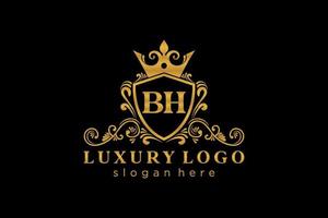 eerste bh brief Koninklijk luxe logo sjabloon in vector kunst voor restaurant, royalty, boetiek, cafe, hotel, heraldisch, sieraden, mode en andere vector illustratie.
