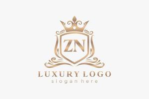 eerste zn brief Koninklijk luxe logo sjabloon in vector kunst voor restaurant, royalty, boetiek, cafe, hotel, heraldisch, sieraden, mode en andere vector illustratie.