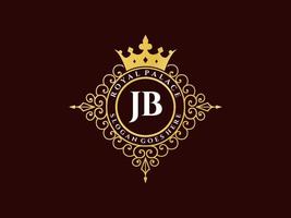 brief jb antiek Koninklijk luxe Victoriaans logo met sier- kader. vector