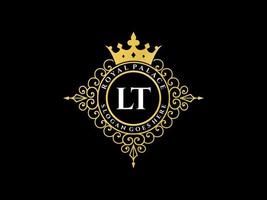 brief lt antiek Koninklijk luxe Victoriaans logo met sier- kader. vector