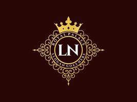 brief ln antiek Koninklijk luxe Victoriaans logo met sier- kader. vector