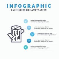 log hout hout lijn icoon met 5 stappen presentatie infographics achtergrond vector