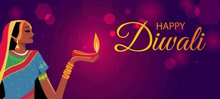 vrouwen die diwali vieren vector