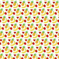 zomer patroon met ananas, bananen, aardbeien en watermeloenen. helder zomer patroon. vector patroon.