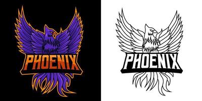 phoenix esport logo mascotte ontwerp vector