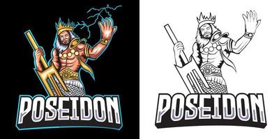 poseidon esport logo mascotte ontwerp vector