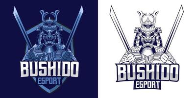 bushido esport logo mascotte ontwerp vector