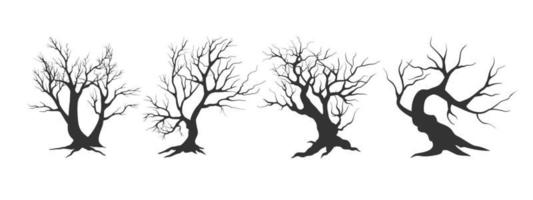 zwart bomen silhouet geïsoleerd Aan wit achtergrond. halloween set. vector illustratie.