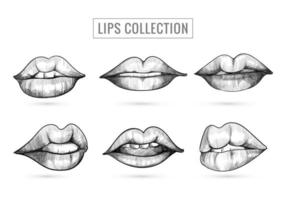 hand getrokken schets lippen collectie ontwerp vector