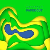 vector achtergrond met braziliaans vlag kleuren papier besnoeiing vormen. 3d abstract papier kunst stijl, ontwerp lay-out voor bedrijf presentaties, flyers, affiches, afdrukken, decoratie, kaarten, brochure omslag.