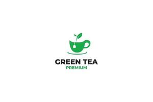 vlak kop van thee logo ontwerp vector sjabloon illustratie
