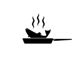 silhouet van de kip vlees Aan de frituren pan voor logo, appjes, website, pictogram, kunst illustratie of grafisch ontwerp element. vector illustratie