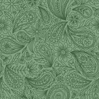 licht groen vector naadloos achtergrond met groen paisley contour patroon