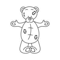 schets tekening van een schattig teddy beer met lappen. vector