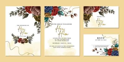 luxe mooi bloemen bruiloft uitnodiging kaart achtergrond sjabloon vector