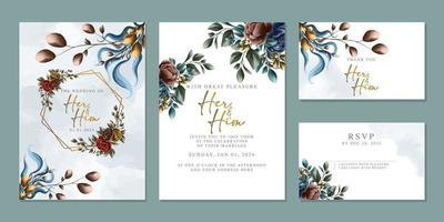 luxe mooi bloemen bruiloft uitnodiging kaart achtergrond sjabloon vector