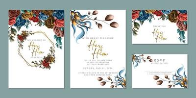 luxe mooi bloemen bruiloft uitnodiging kaart achtergrond sjabloon vector