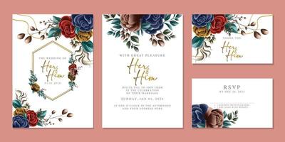 luxe mooi bloemen bruiloft uitnodiging kaart achtergrond sjabloon vector