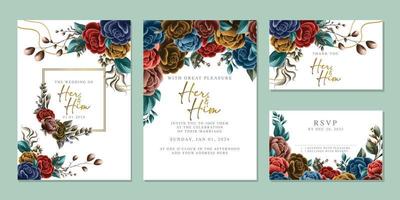 luxe mooi bloemen bruiloft uitnodiging kaart achtergrond sjabloon vector