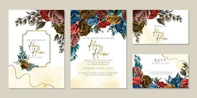 luxe mooi bloemen bruiloft uitnodiging kaart achtergrond sjabloon vector