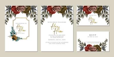 luxe mooi bloemen bruiloft uitnodiging kaart achtergrond sjabloon vector