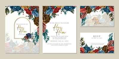 luxe mooi bloemen bruiloft uitnodiging kaart achtergrond sjabloon vector